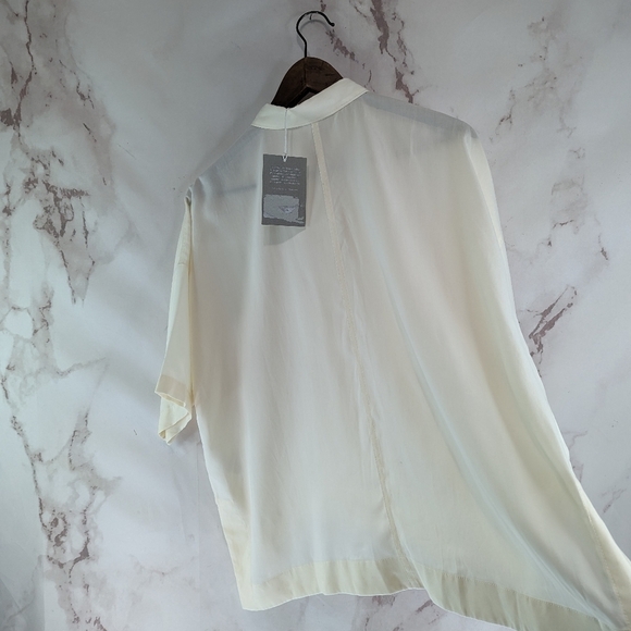 Everlane Shirt Women Small Drapey Square Sandstone Button Short Sleeve Cream - Picture 8 of 16